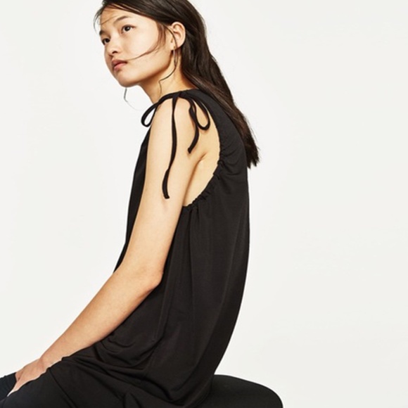 ZARA TRAFALUC ONE SLEEVE ASYMMETRIC DRESS - Picture 6 of 8